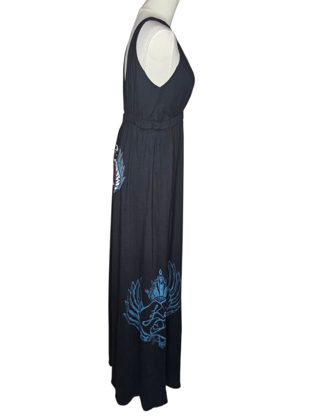 Key Closet LA Black Graphic Maxi Dress Tiger Crown Y2K Sleeveless L - Picture 5 of 10